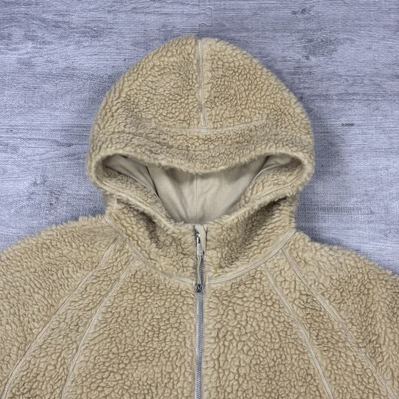 Lululemon Scuba Oversized Half-Zip Fleece Hoodie Sz XL/XXL Sherpa Beige Cropped - Picture 8 of 12